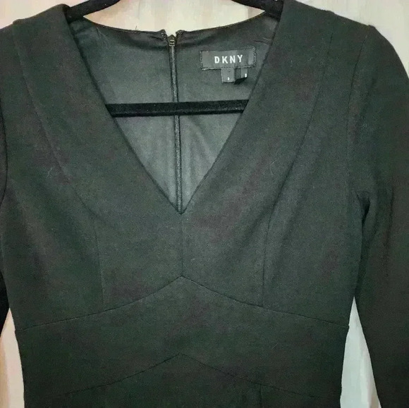 DKNY Black 3/4 Sleeve Dress Size 2 - Picture 3 of 6